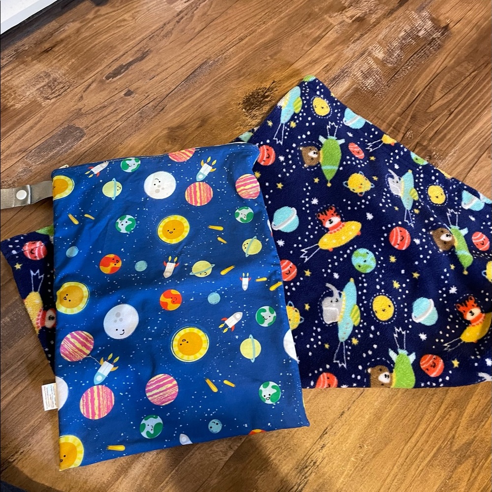 Space Celestial baby blanket with wet bag